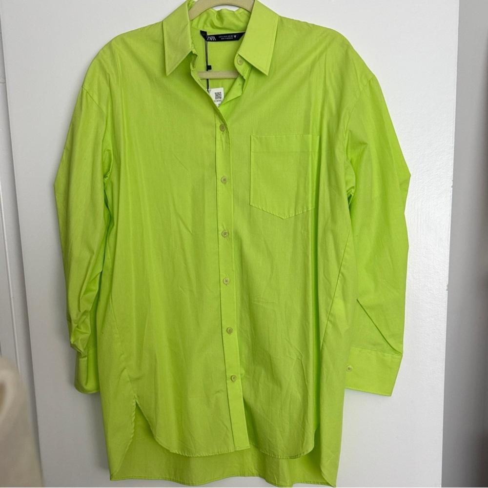 Women’s Lime Green Oversized Button-Up Shirt